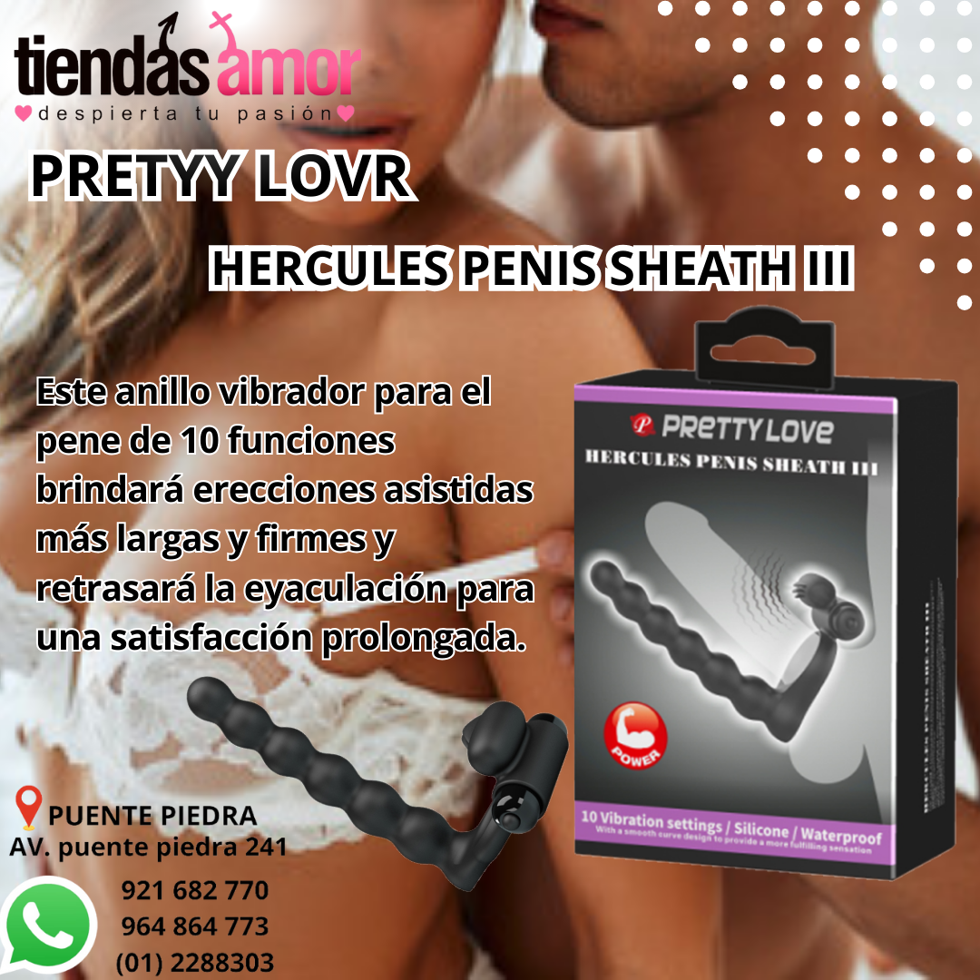 HERCULES PENIS SHEATH III Este anillo vibrador para el pene de 10 funciones