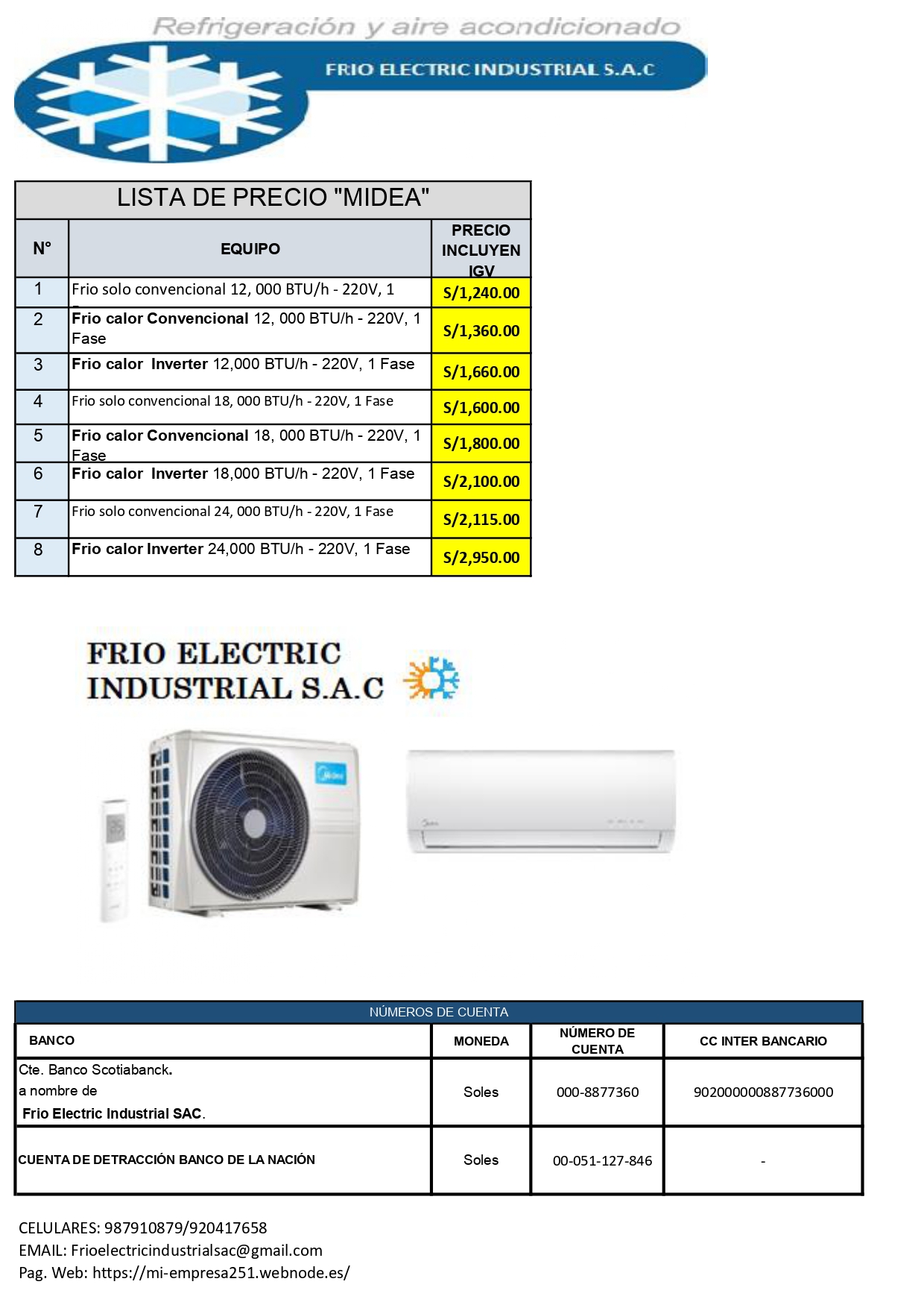 VENTA ,INSTALACIÓN Y MANTENIMIENTO DE EQUIPOS DE AIRE ACONDICIONADO.