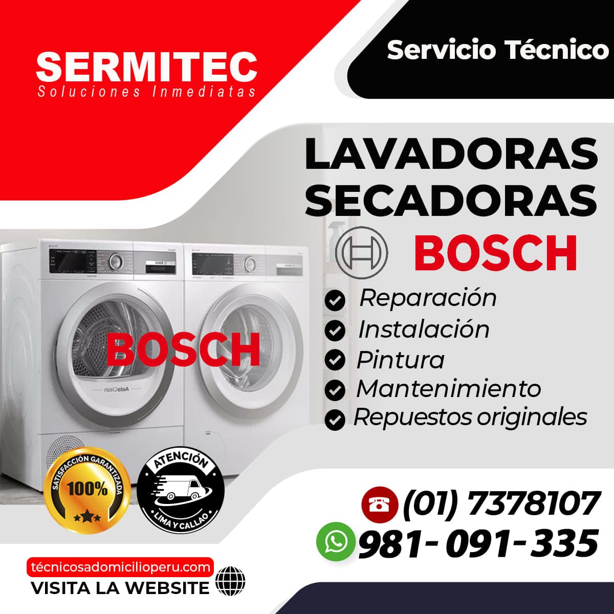 BOSCH«Reparacion de Lavadoras 998722262» MIRAFLORES