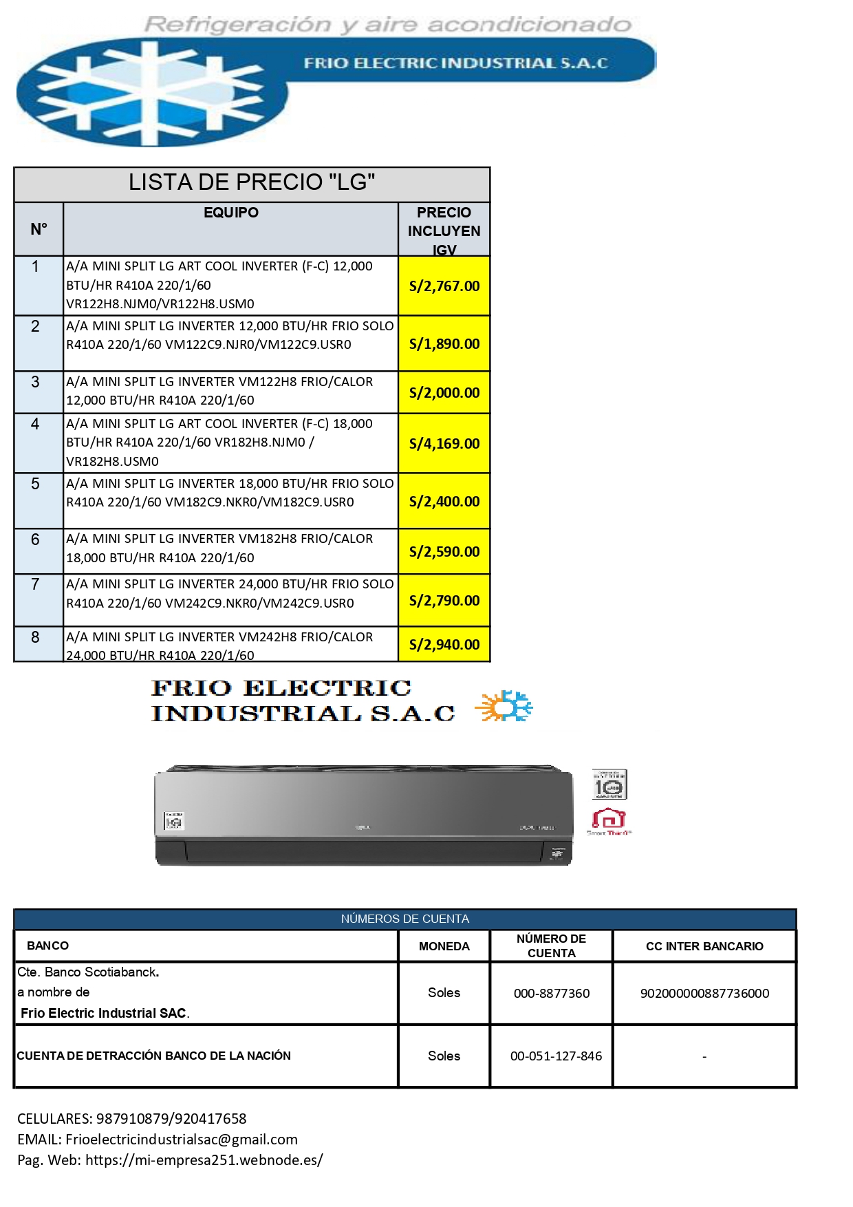 VENTA ,INSTALACIÓN Y MANTENIMIENTO DE EQUIPOS DE AIRE ACONDICIONADO.