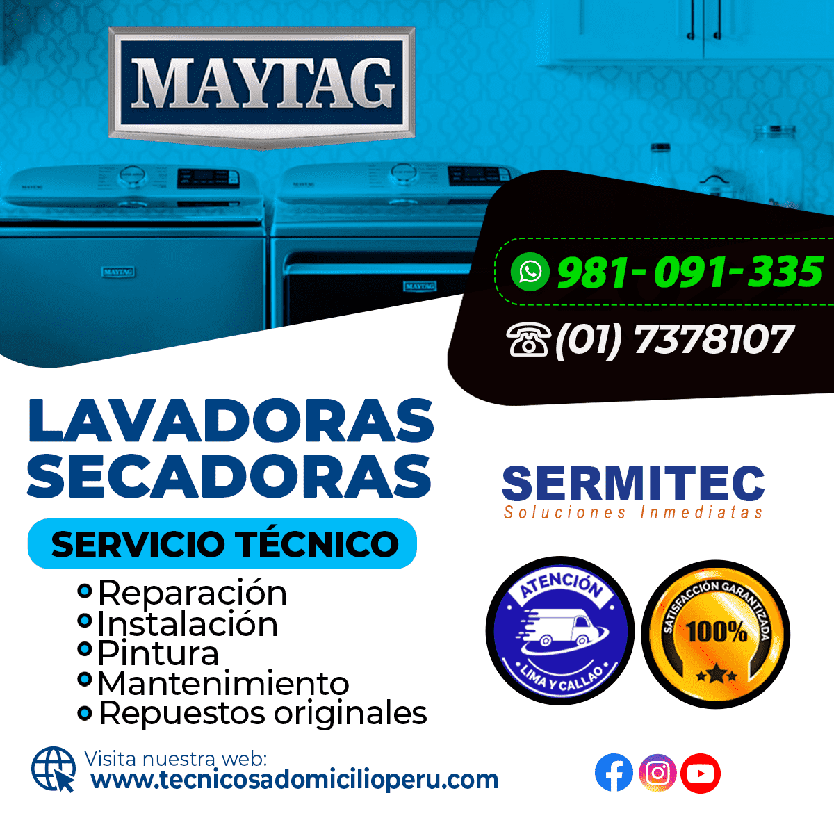 Maytag» Reparación de Lavadoras»981091335» SAN LUIS