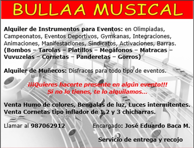 alquiler Bombos Tarolas Megafonos Platillos Panderetas Muñecos Matracas Eventos