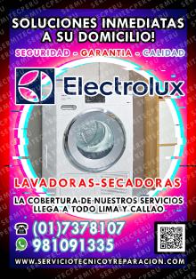 Electrolux!!!! 981091335 Técnicos de LAVADORAS en INDEPENDENCIA